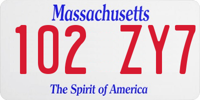 MA license plate 102ZY7