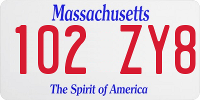 MA license plate 102ZY8