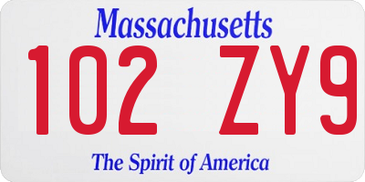 MA license plate 102ZY9