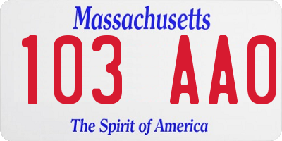 MA license plate 103AA0