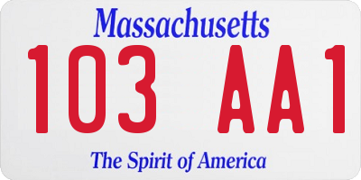 MA license plate 103AA1