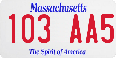 MA license plate 103AA5