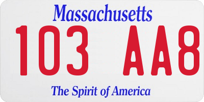 MA license plate 103AA8