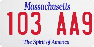 MA license plate 103AA9
