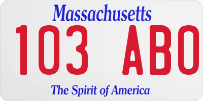 MA license plate 103AB0