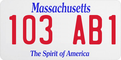 MA license plate 103AB1