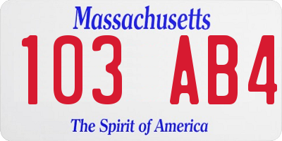 MA license plate 103AB4