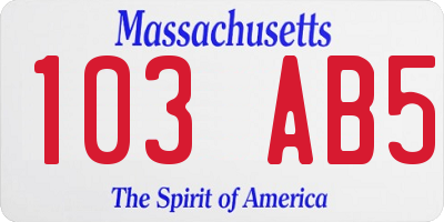 MA license plate 103AB5