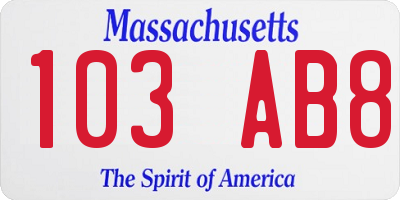 MA license plate 103AB8