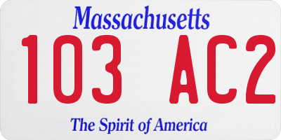 MA license plate 103AC2