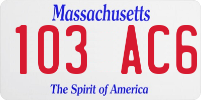 MA license plate 103AC6
