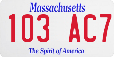 MA license plate 103AC7