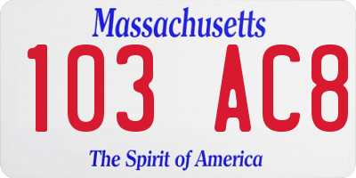 MA license plate 103AC8