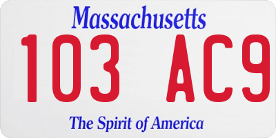 MA license plate 103AC9