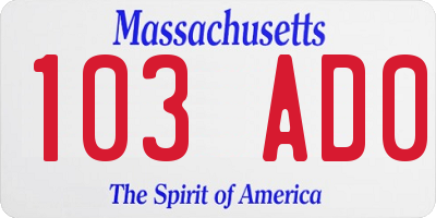 MA license plate 103AD0