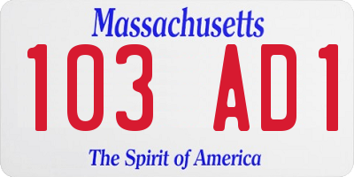 MA license plate 103AD1