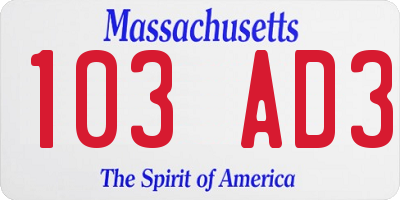 MA license plate 103AD3