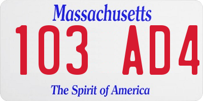 MA license plate 103AD4