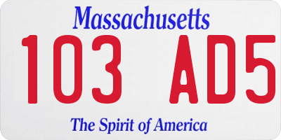 MA license plate 103AD5