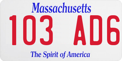 MA license plate 103AD6