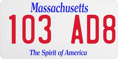 MA license plate 103AD8