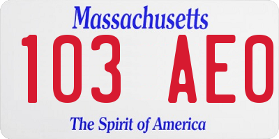 MA license plate 103AE0