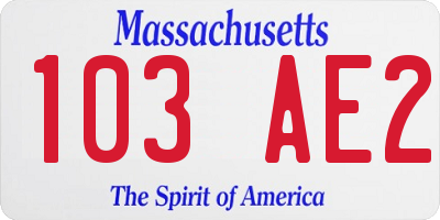 MA license plate 103AE2