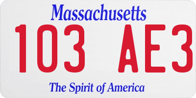 MA license plate 103AE3