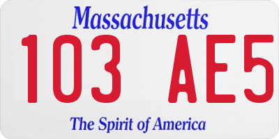 MA license plate 103AE5