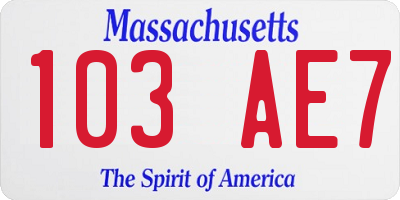 MA license plate 103AE7