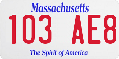 MA license plate 103AE8