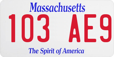 MA license plate 103AE9