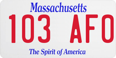 MA license plate 103AF0