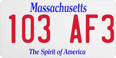 MA license plate 103AF3