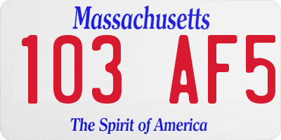 MA license plate 103AF5
