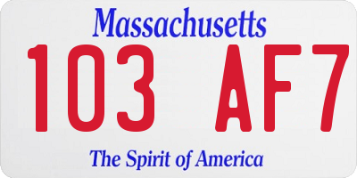 MA license plate 103AF7