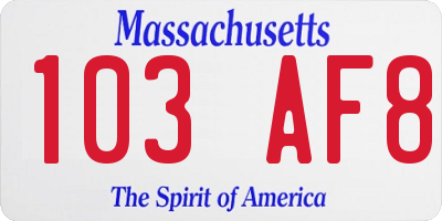 MA license plate 103AF8