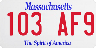 MA license plate 103AF9