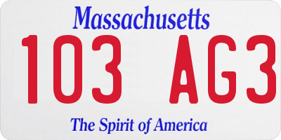 MA license plate 103AG3