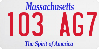 MA license plate 103AG7