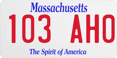 MA license plate 103AH0