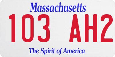 MA license plate 103AH2