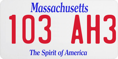 MA license plate 103AH3