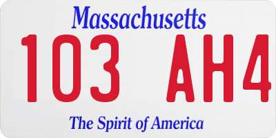 MA license plate 103AH4