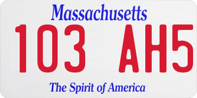 MA license plate 103AH5