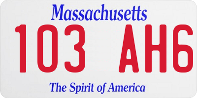 MA license plate 103AH6