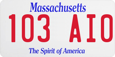 MA license plate 103AI0