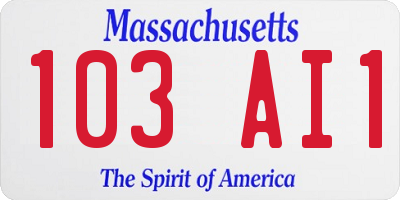 MA license plate 103AI1