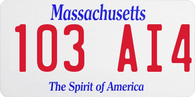 MA license plate 103AI4