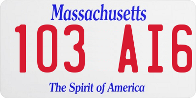 MA license plate 103AI6